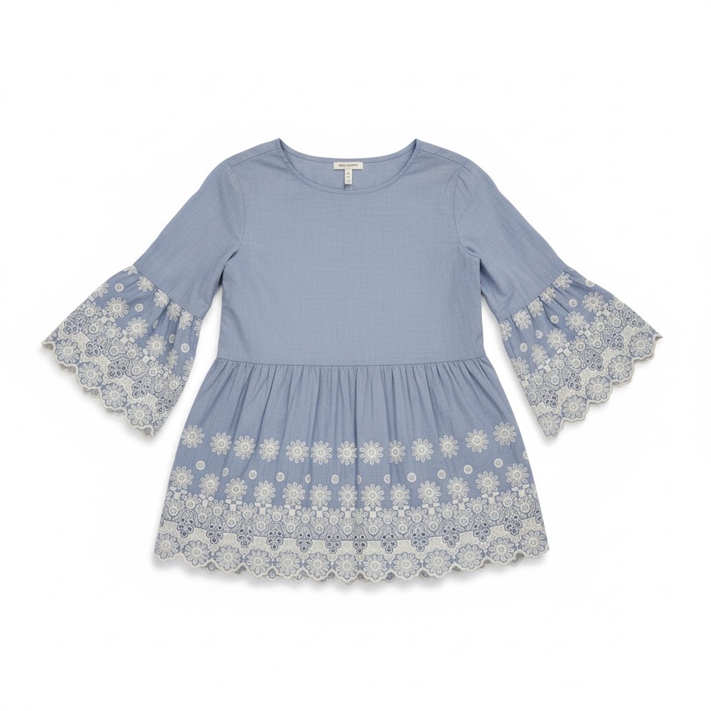 Sweet Magnolia BOHO Lace Blue Embroidered Festival Prairie Cottage Top S